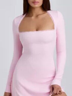 NWT Oh Polly Baby Pink Long Sleeve Bodycon Dress